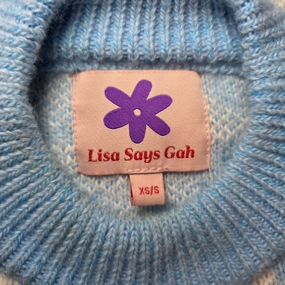 LISA SAYS GAH Emma Mock Neck Sweater in Blue Daisy XS/S - Picture 9 of 11
